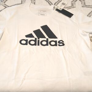 Adidas White Tee with Black Emblem
